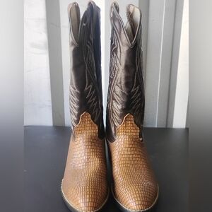 Bronco Boots 10.5 D Men's Western Cowboy Brown Lizard Skin